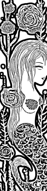 Free colorable bookmarks of a short haired mermaid